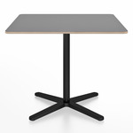 2 Inch X Base Square Cafe Table - Black Powder Coated Aluminum / Grey Laminate Plywood