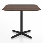 2 Inch X Base Square Cafe Table - Black Powder Coated Aluminum / Walnut Plywood