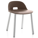 Alfi Low Back Aluminum Chair - Hand Brushed Aluminum / Brown