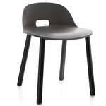Alfi Low Back Aluminum Chair - Black Powder Coated Aluminum / Dark Grey