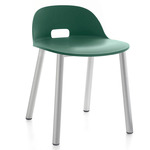 Alfi Low Back Aluminum Chair - Hand Brushed Aluminum / Green Polypropylene