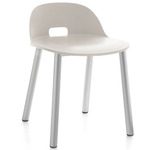 Alfi Low Back Aluminum Chair - Hand Brushed Aluminum / White