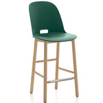 Alfi Bar/ Counter Stool - Natural Ash / Green Polypropylene