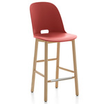 Alfi Bar/ Counter Stool - Natural Ash / Red