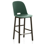 Alfi Bar/ Counter Stool - Dark Stained Ash / Green Polypropylene