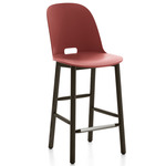 Alfi Bar/ Counter Stool - Dark Stained Ash / Red