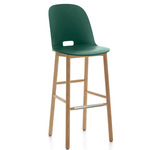 Alfi Bar/ Counter Stool - Natural Ash / Green Polypropylene