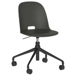 Alfi Work Swivel Chair with Casters - Black Powder Coated Aluminum / Dark Grey