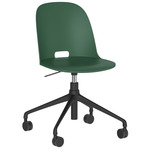 Alfi Work Swivel Chair with Casters - Black Powder Coated Aluminum / Green Polypropylene