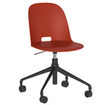Alfi Work Swivel Chair with Casters - Black Powder Coated Aluminum / Red
