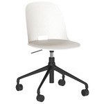 Alfi Work Swivel Chair with Casters - Black Powder Coated Aluminum / White