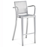 Hudson Bar/ Counter Stool with Arms - Hand Brushed Aluminum