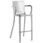 Hudson Bar/ Counter Stool with Arms - Hand Polished Aluminum