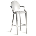 Kong Bar/ Counter Stool with Arms - Hand Polished Aluminum