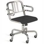 Nine-0 Swivel Armchair - Hand Polished Aluminum / Dark Grey