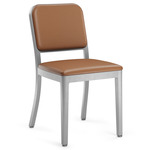 Navy Officer Chair - Hand Brushed Aluminum / Tan Leather