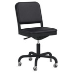 Navy Officer Swivel Chair - Black Powder Coated Aluminum / Black Leather