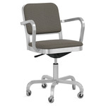 Navy Officer Swivel Armchair - Hand Brushed Aluminum / Kvadrat Reflect 184 Fabric