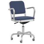 Navy Officer Swivel Armchair - Hand Brushed Aluminum / Kvadrat Reflect 694 Fabric