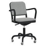 Navy Officer Swivel Armchair - Black Powder Coated Aluminum / Kvadrat Hallingdal 116 Fabric