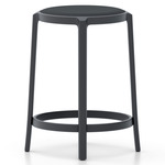 On & On Upholstered Bar/ Counter Stool - Black / Black Polyurethane Fabric