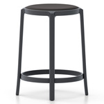 On & On Upholstered Bar/ Counter Stool - Black / Black Wool Fabric