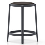 On & On Upholstered Bar/ Counter Stool - Black / Black Leather