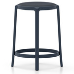 On & On Upholstered Bar/ Counter Stool - Dark Blue / Dark Blue Polyurethane Fabric