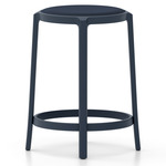 On & On Upholstered Bar/ Counter Stool - Dark Blue / Dark Blue Wool Fabric