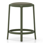 On & On Upholstered Bar/ Counter Stool - Green / Green Leather
