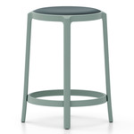 On & On Upholstered Bar/ Counter Stool - Light Blue PET / Light Blue Leather