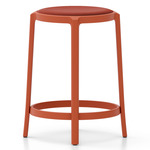 On & On Upholstered Bar/ Counter Stool - Orange / Orange Leather