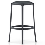 On & On Upholstered Bar/ Counter Stool - Black / Black Polyurethane Fabric