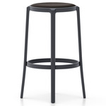 On & On Upholstered Bar/ Counter Stool - Black / Black Leather