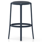 On & On Upholstered Bar/ Counter Stool - Dark Blue / Dark Blue Polyurethane Fabric