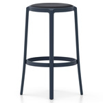 On & On Upholstered Bar/ Counter Stool - Dark Blue / Dark Blue Leather