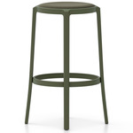 On & On Upholstered Bar/ Counter Stool - Green / Green Leather