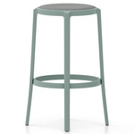 On & On Upholstered Bar/ Counter Stool - Light Blue PET / Light Blue Wool Fabric