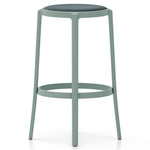 On & On Upholstered Bar/ Counter Stool - Light Blue PET / Light Blue Leather