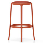 On & On Upholstered Bar/ Counter Stool - Orange / Orange Leather