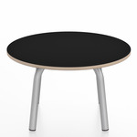 Parrish Round Low Table - Clear Anodized Aluminum / Black Laminate Plywood