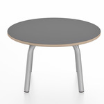 Parrish Round Low Table - Clear Anodized Aluminum / Grey Laminate Plywood