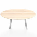 Parrish Round Low Table - Clear Anodized Aluminum / Accoya Wood