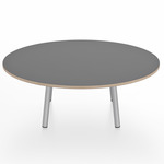 Parrish Round Low Table - Clear Anodized Aluminum / Grey Laminate Plywood