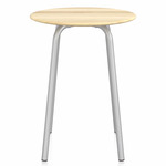 Parrish Round Cafe Table - Clear Anodized Aluminum / Accoya Wood