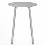Parrish Round Cafe Table - Clear Anodized Aluminum / Hand Brushed Aluminum