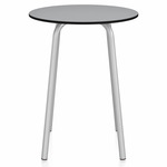 Parrish Round Cafe Table - Clear Anodized Aluminum / Grey HPL