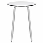 Parrish Round Cafe Table - Clear Anodized Aluminum / White HPL