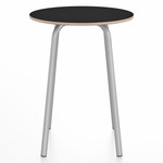 Parrish Round Cafe Table - Clear Anodized Aluminum / Black Laminate Plywood