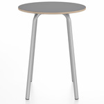 Parrish Round Cafe Table - Clear Anodized Aluminum / Grey Laminate Plywood